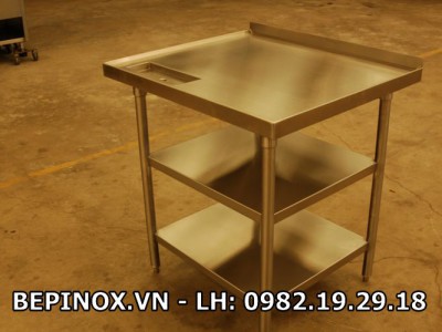 Bàn Inox 2 giá có lỗ thoát nước